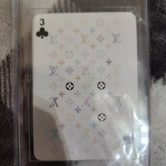 Auth. Louis Vuitton white Murakami playing card 3 of clubs - Picture 3 of 5
